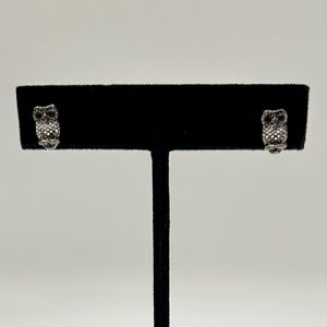 Silver Tone Owl Stud Earrings